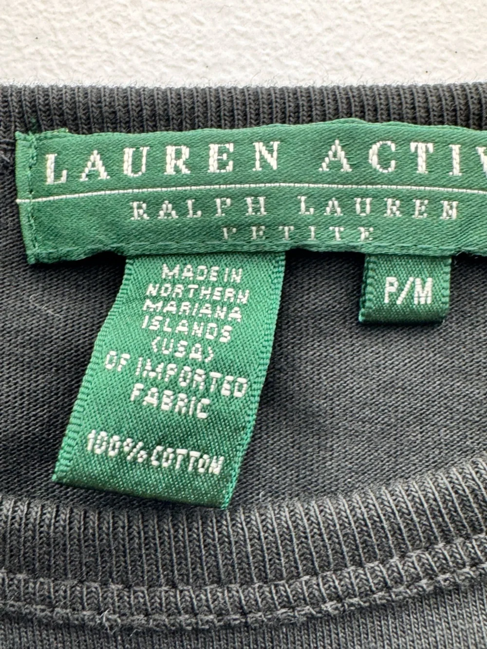 Lauren Ralph Lauren Crest Logo Long Sleeve Tee Black Cotton Petite Medium